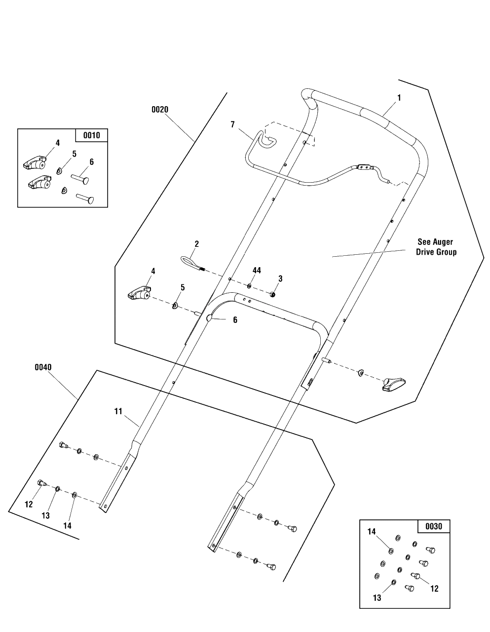 Handles And Controls Group Diagram and Parts List for SS22EL (1697350-00)(2020) Briggs and Stratton Snow Blower
